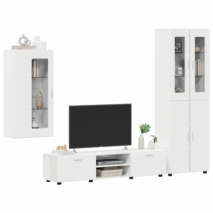 Tv-meubelset met lade met plank Hoogglans wit Bewerkt hout