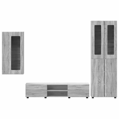 Tv-meubelset met lade met plank Grijs Sonoma Bewerkt hout