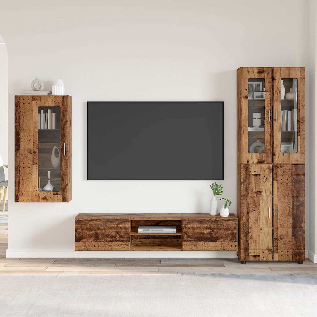 Tv-meubelset met lade met plank met opslag Oudhout Bewerkt hout