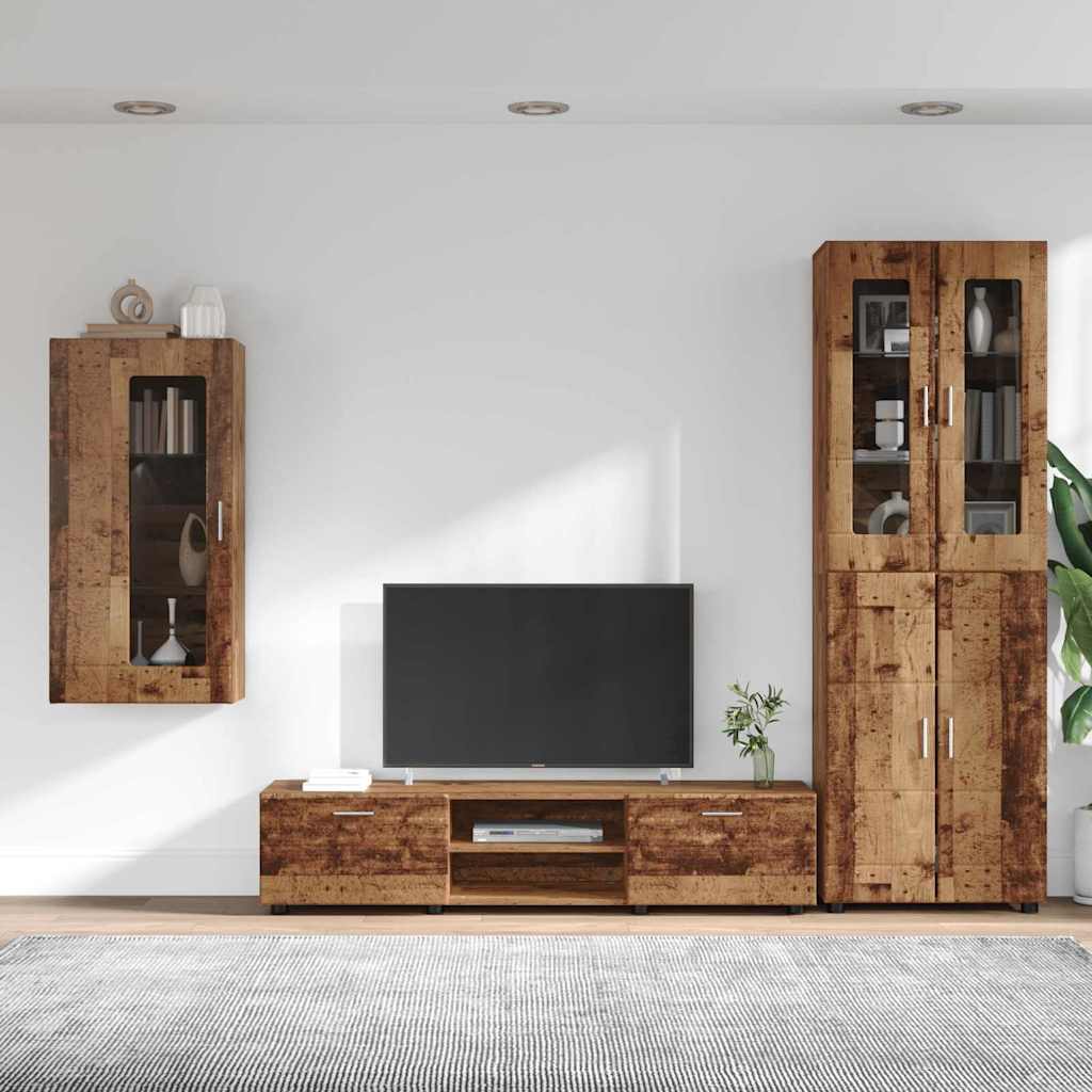 Tv-meubelset met lade met plank met opslag Oudhout Bewerkt hout
