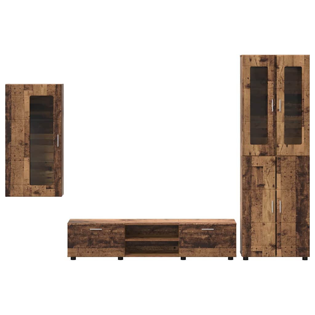 Tv-meubelset met lade met plank met opslag Oudhout Bewerkt hout