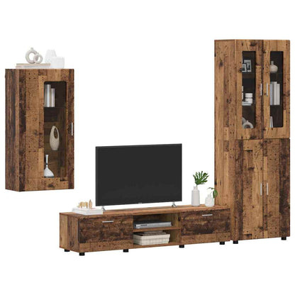 Tv-meubelset met lade met plank met opslag Oudhout Bewerkt hout