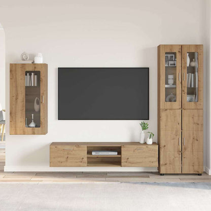 Tv-meubelset met lade met plank Artisan Eiken Bewerkt hout