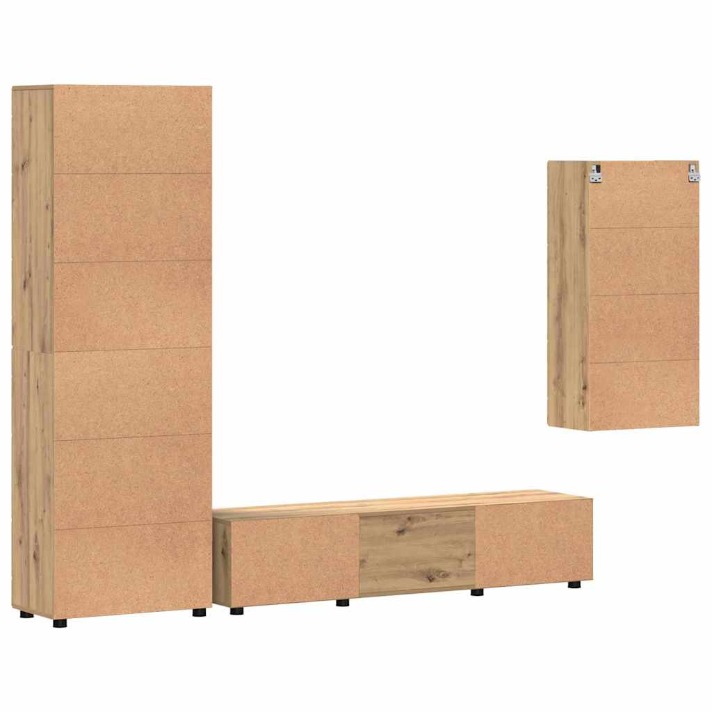 Tv-meubelset met lade met plank Artisan Eiken Bewerkt hout