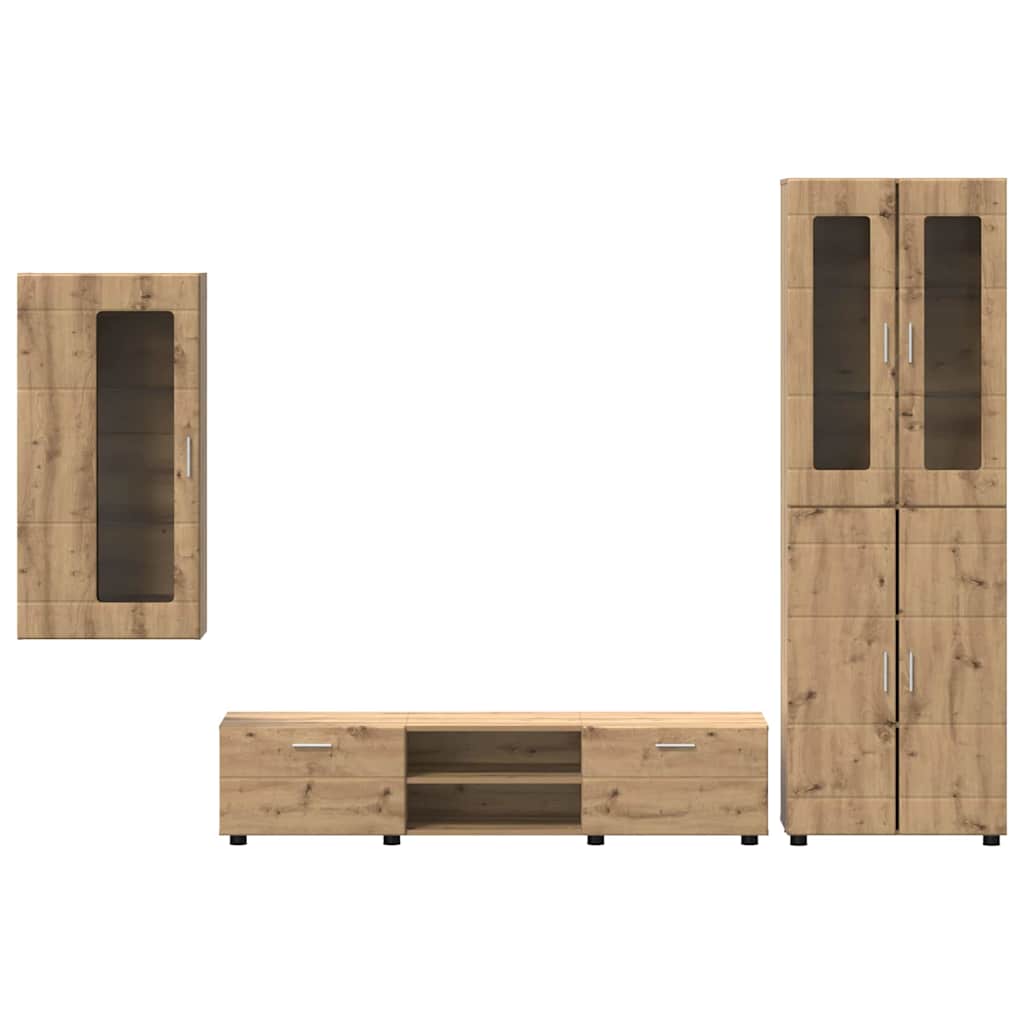Tv-meubelset met lade met plank Artisan Eiken Bewerkt hout