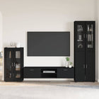 Tv-meubelset zwart bewerkt hout