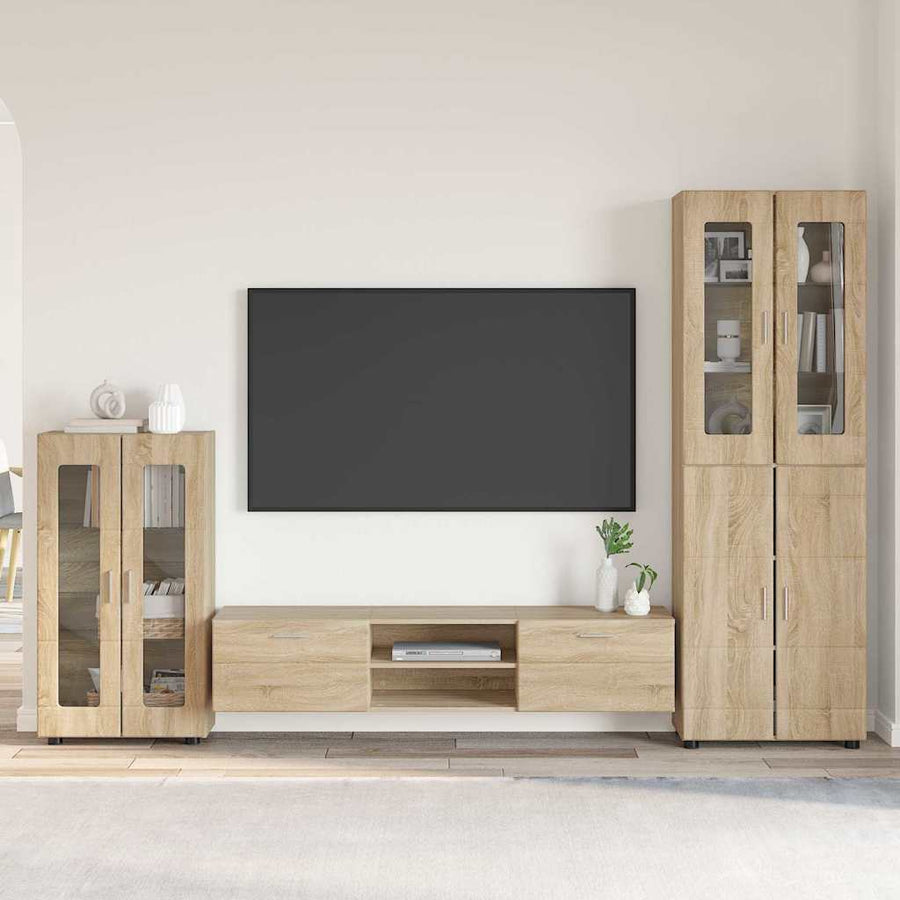 Tv-meubelset met lade met plank Sonoma Eiken Bewerkt hout
