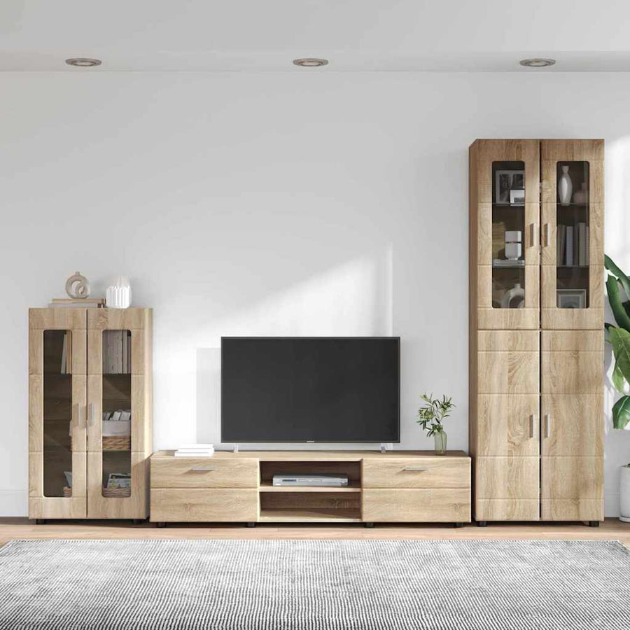 Tv-meubelset met lade met plank Sonoma Eiken Bewerkt hout
