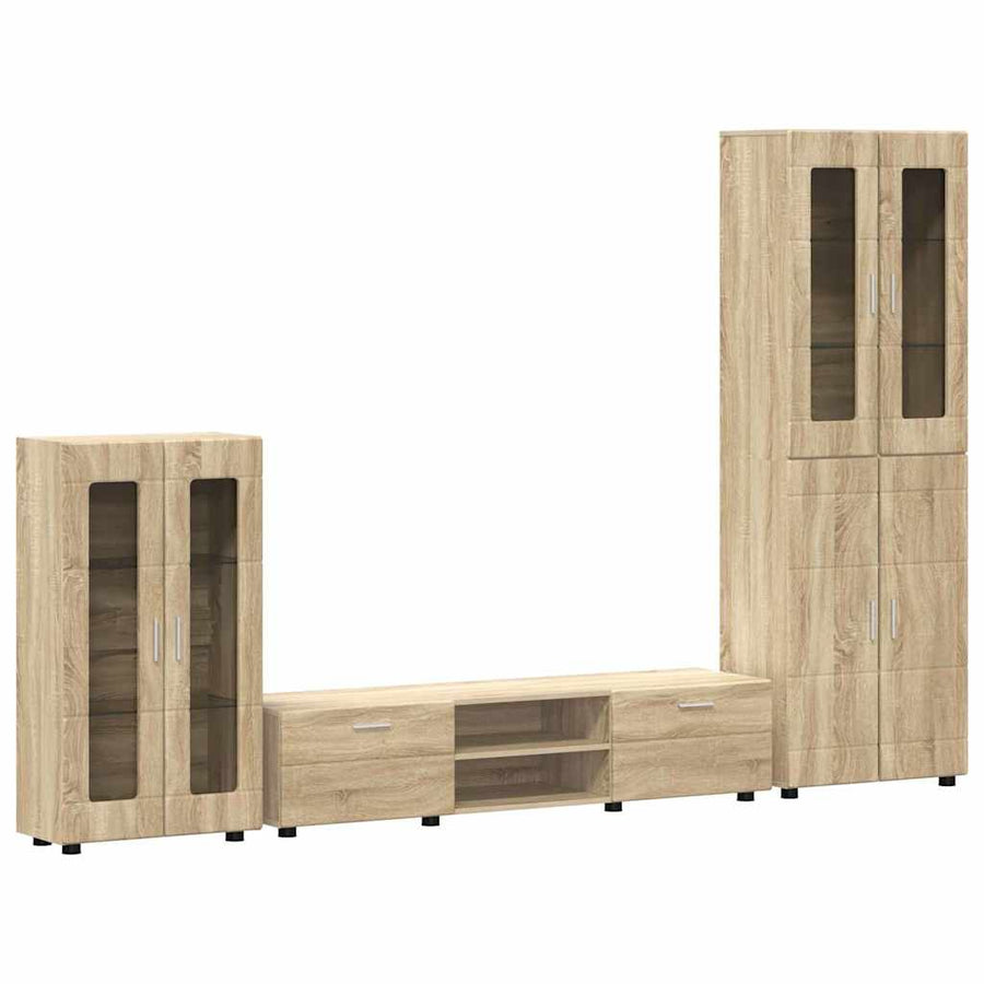 Tv-meubelset met lade met plank Sonoma Eiken Bewerkt hout