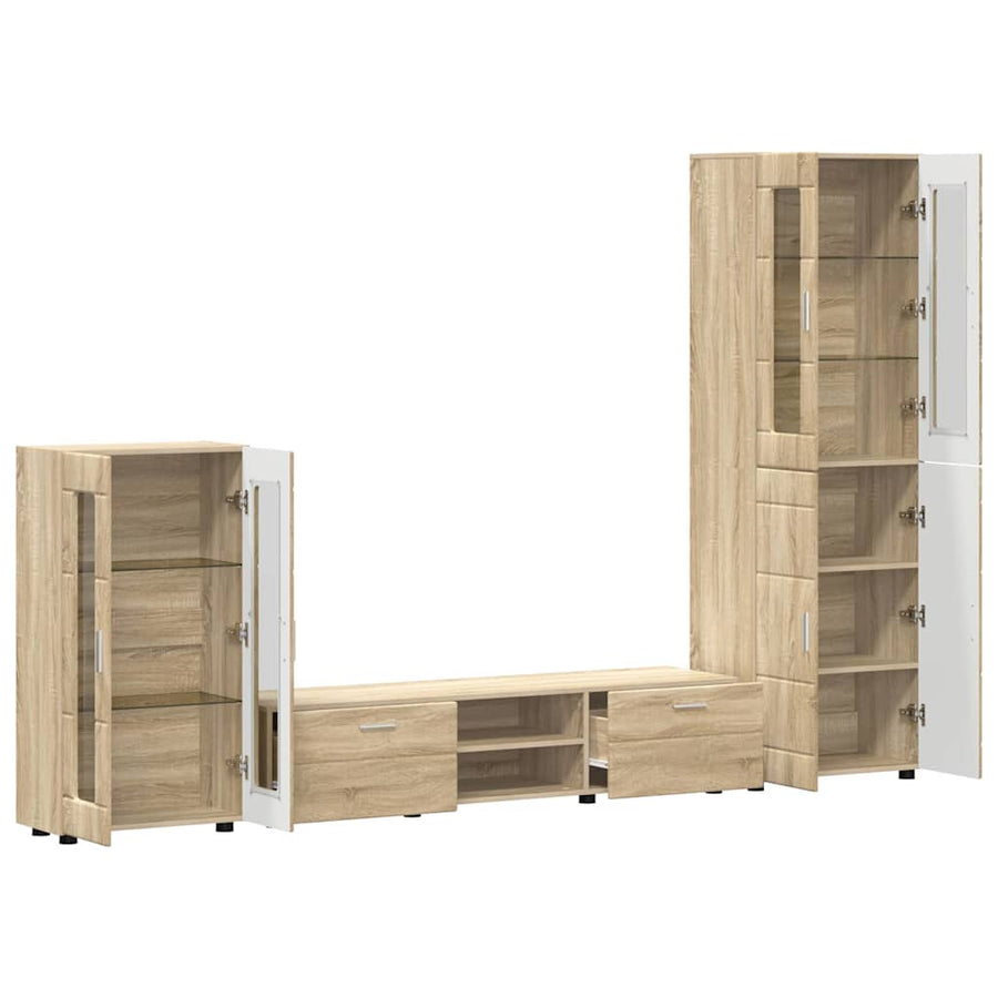Tv-meubelset met lade met plank Sonoma Eiken Bewerkt hout