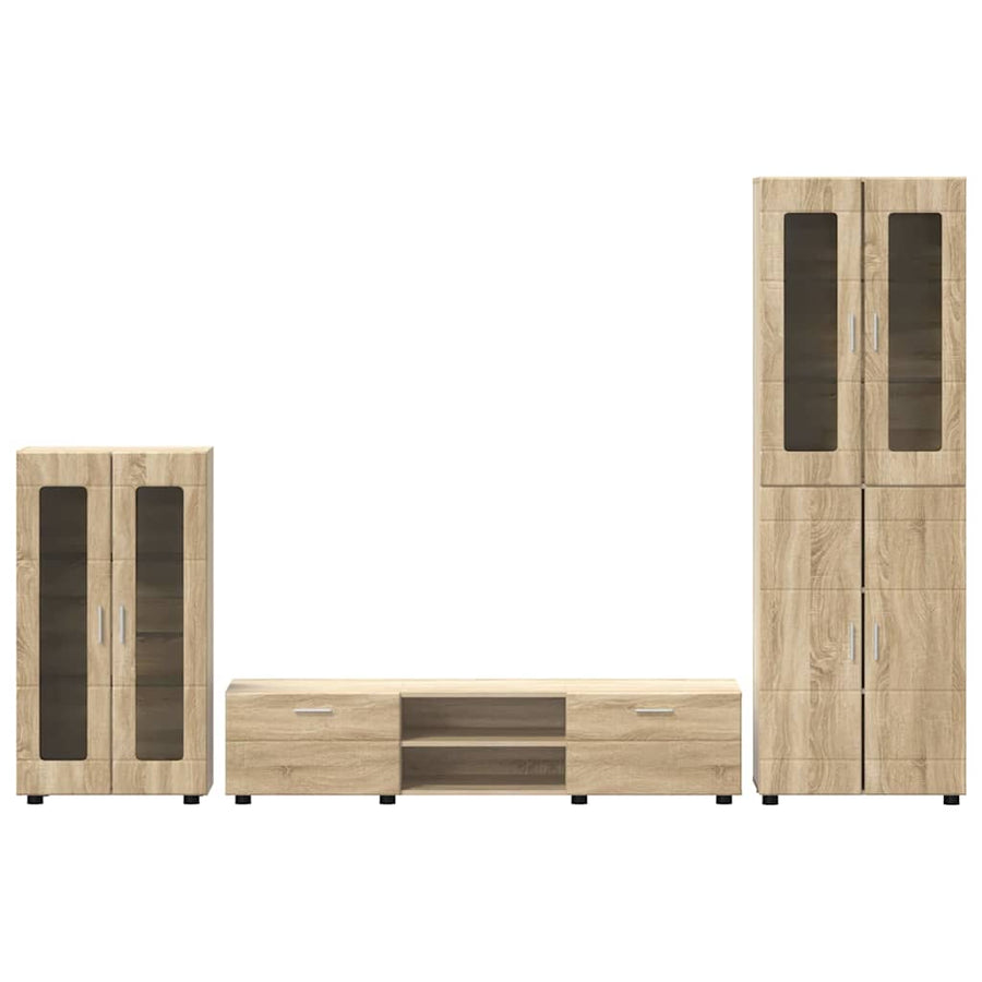 Tv-meubelset met lade met plank Sonoma Eiken Bewerkt hout