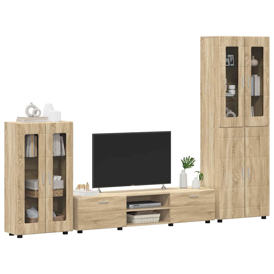 Tv-meubelset met lade met plank Sonoma Eiken Bewerkt hout