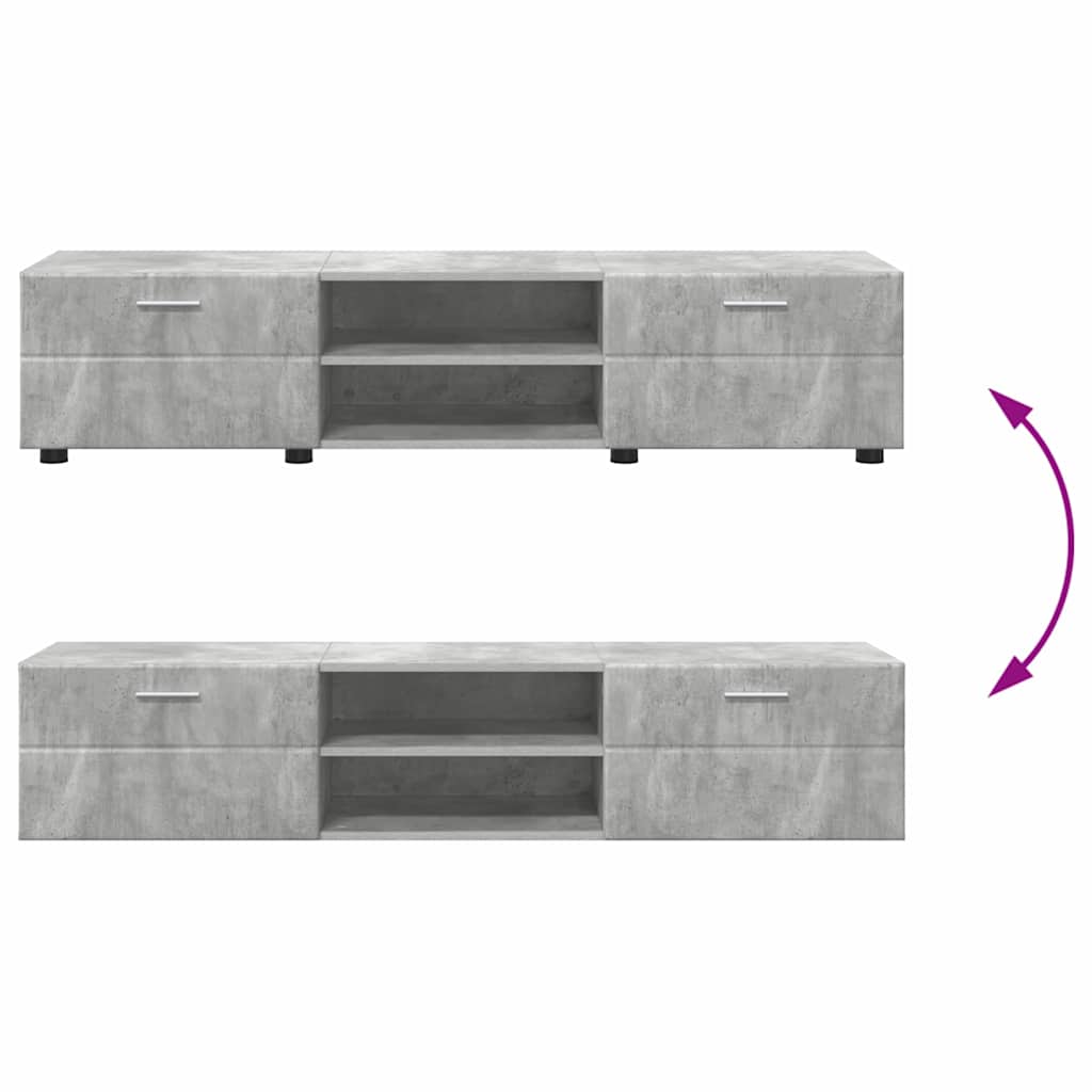 Tv-meubelset met lade met plank Beton Grijs Bewerkt hout