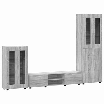 Tv-meubelset met lade met plank Grijs Sonoma Bewerkt hout