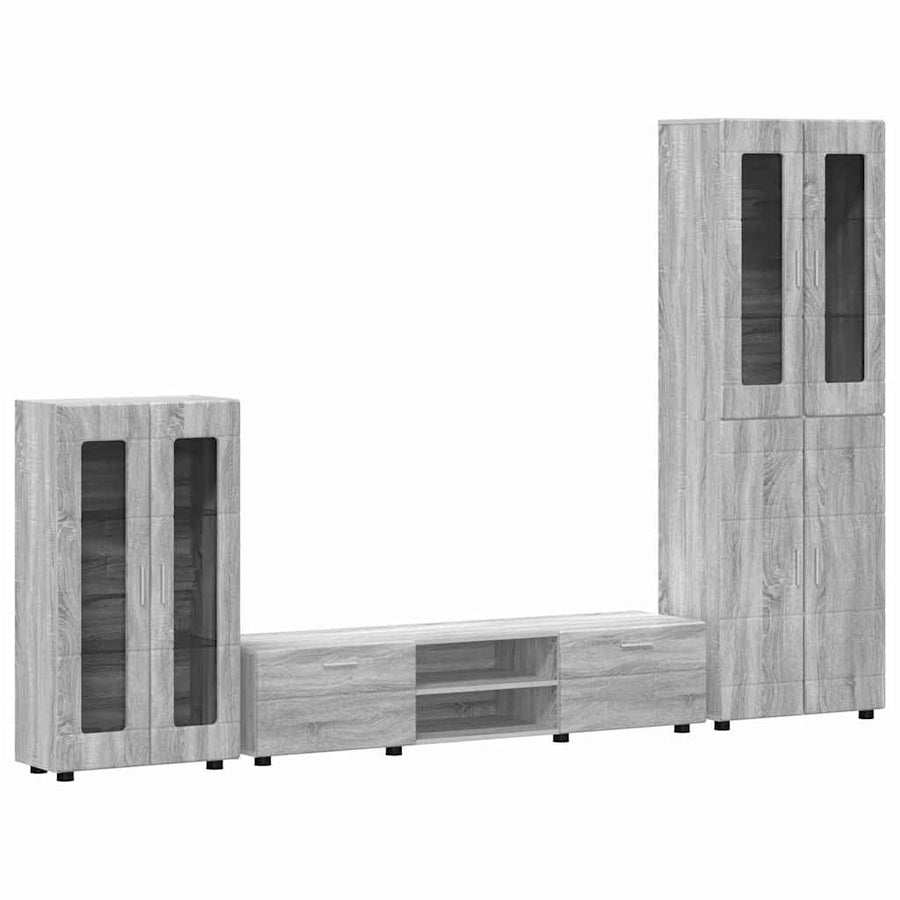 Tv-meubelset met lade met plank Grijs Sonoma Bewerkt hout