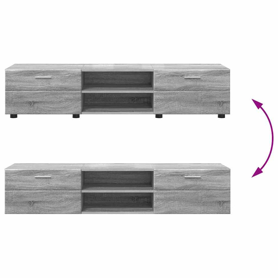 Tv-meubelset met lade met plank Grijs Sonoma Bewerkt hout