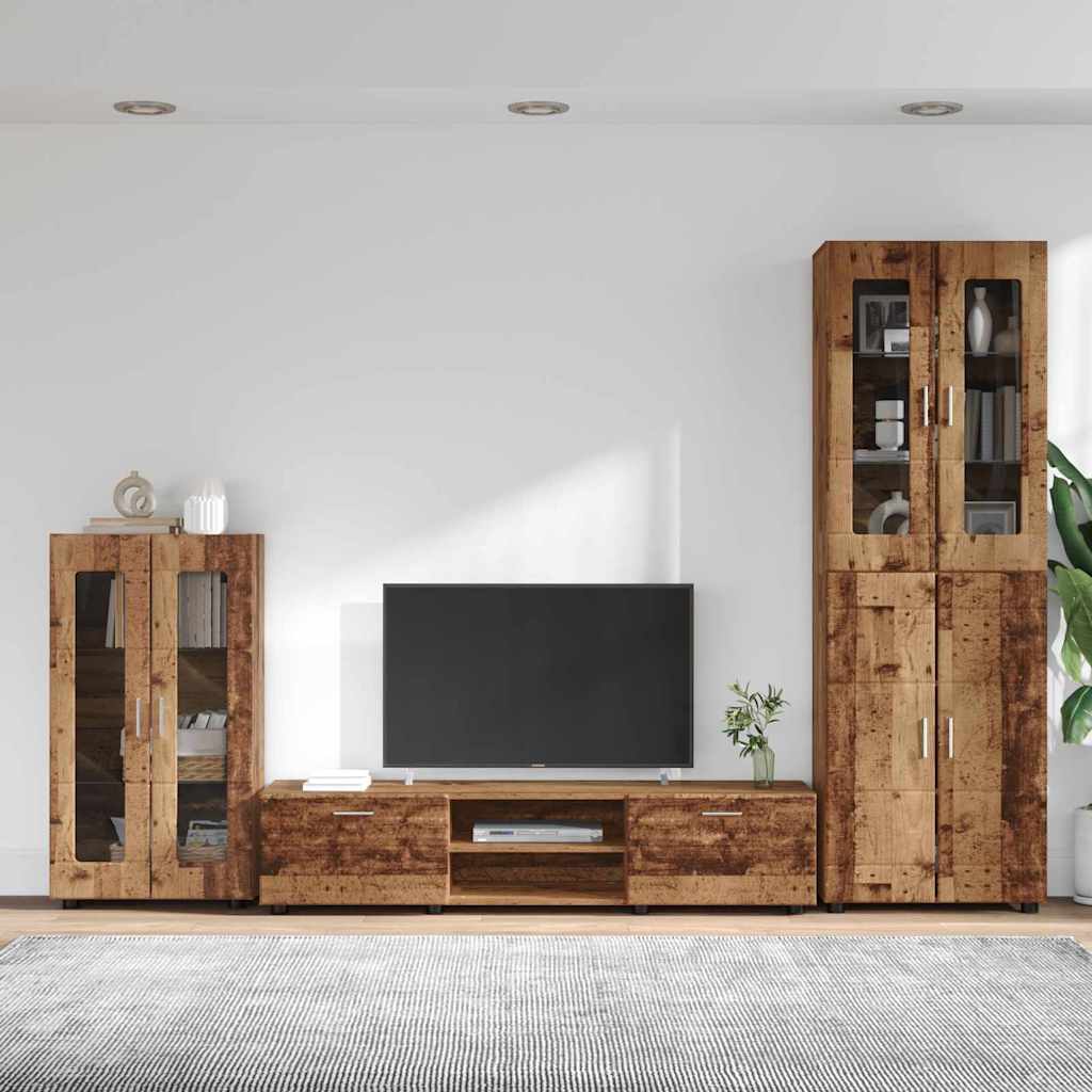Tv-meubelset met lade met plank met opslag Oudhout Bewerkt hout