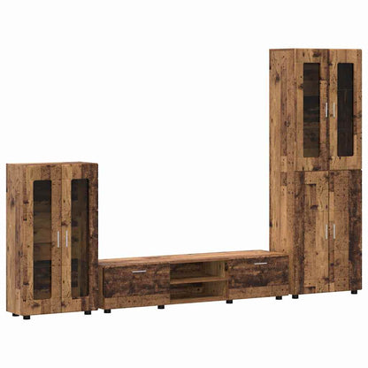 Tv-meubelset met lade met plank met opslag Oudhout Bewerkt hout