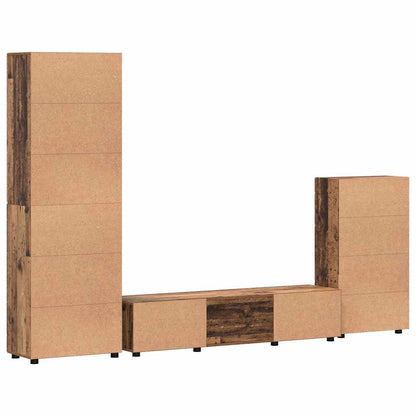 Tv-meubelset met lade met plank met opslag Oudhout Bewerkt hout