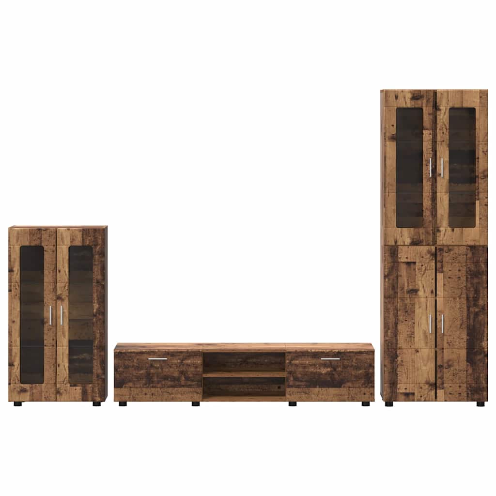 Tv-meubelset met lade met plank met opslag Oudhout Bewerkt hout