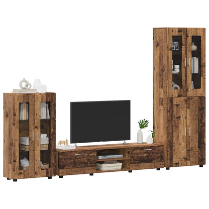 Tv-meubelset met lade met plank met opslag Oudhout Bewerkt hout