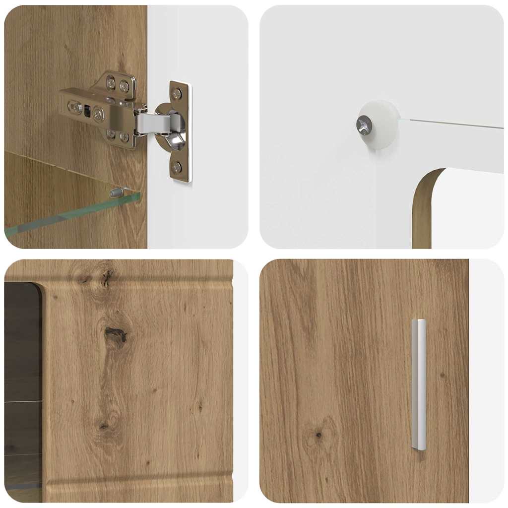 Tv-meubelset met lade met plank Artisan Eiken Bewerkt hout