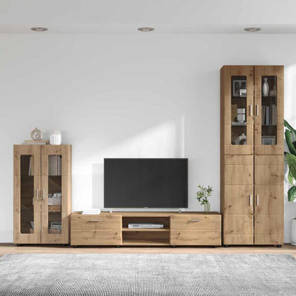 Tv-meubelset met lade met plank Artisan Eiken Bewerkt hout