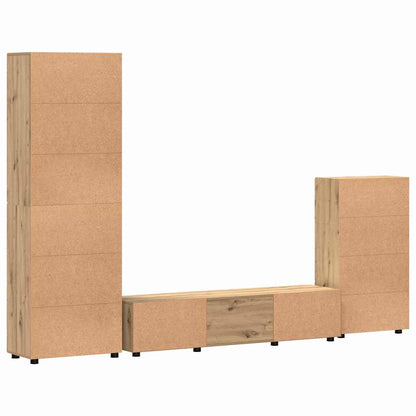 Tv-meubelset met lade met plank Artisan Eiken Bewerkt hout