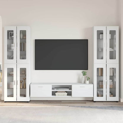 Tv-meubelset met lade met plank met opslag Wit Bewerkt hout