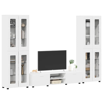 Tv-meubelset met lade met plank met opslag Wit Bewerkt hout