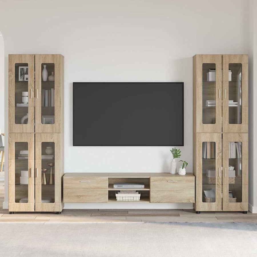 Tv-meubelset met lade met plank Sonoma Eiken Bewerkt hout