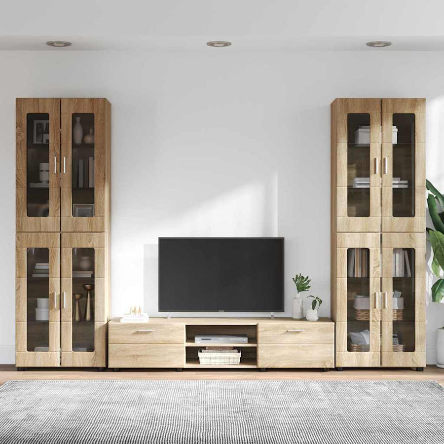 Tv-meubelset met lade met plank Sonoma Eiken Bewerkt hout