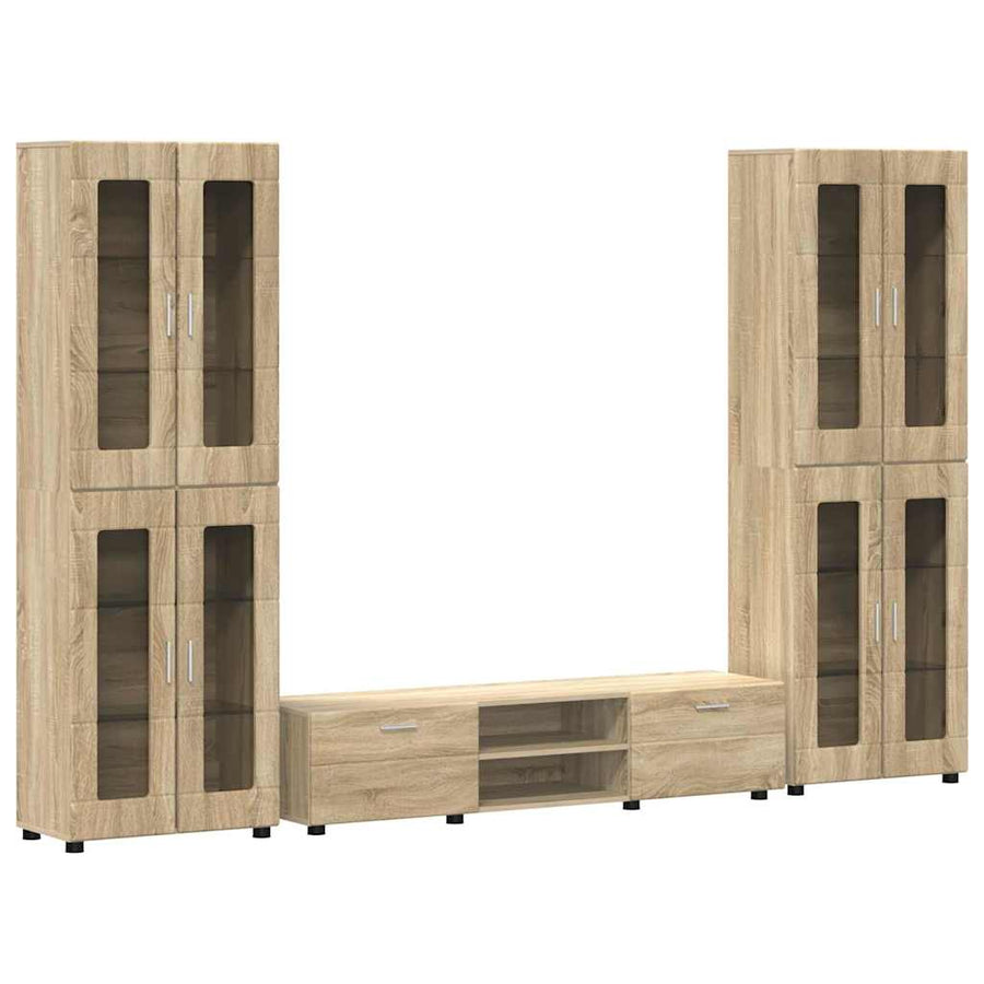 Tv-meubelset met lade met plank Sonoma Eiken Bewerkt hout