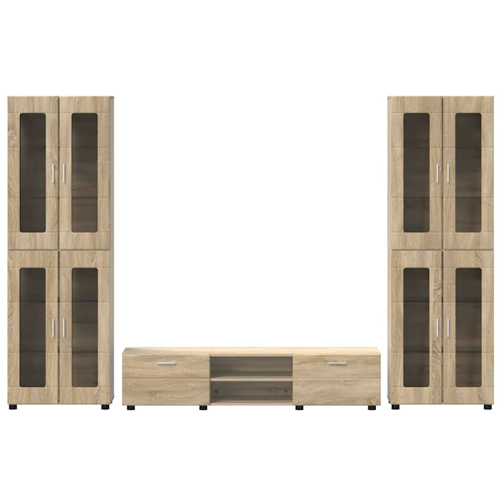 Tv-meubelset met lade met plank Sonoma Eiken Bewerkt hout