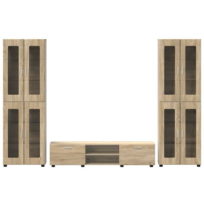 Tv-meubelset met lade met plank Sonoma Eiken Bewerkt hout
