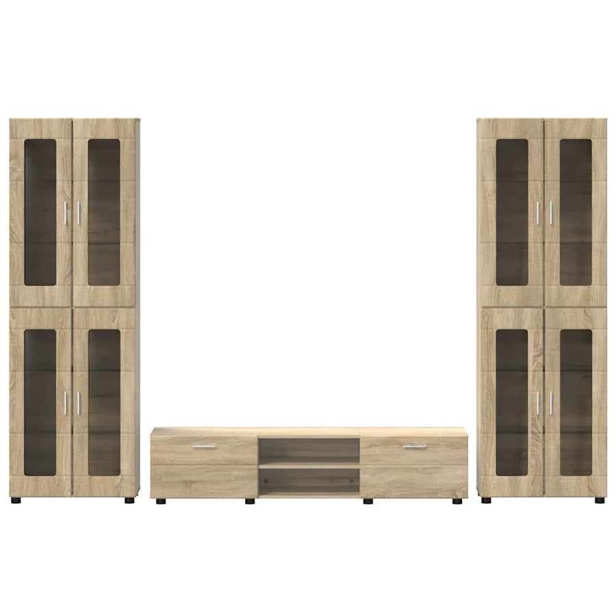 Tv-meubelset met lade met plank Sonoma Eiken Bewerkt hout