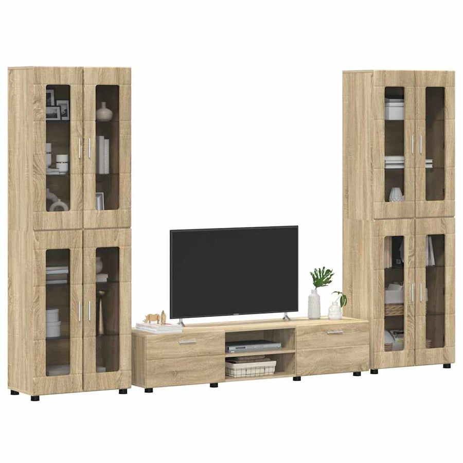 Tv-meubelset met lade met plank Sonoma Eiken Bewerkt hout