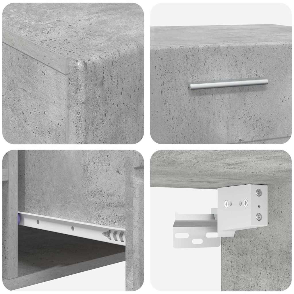 Tv-meubelset met lade met plank Beton Grijs Bewerkt hout