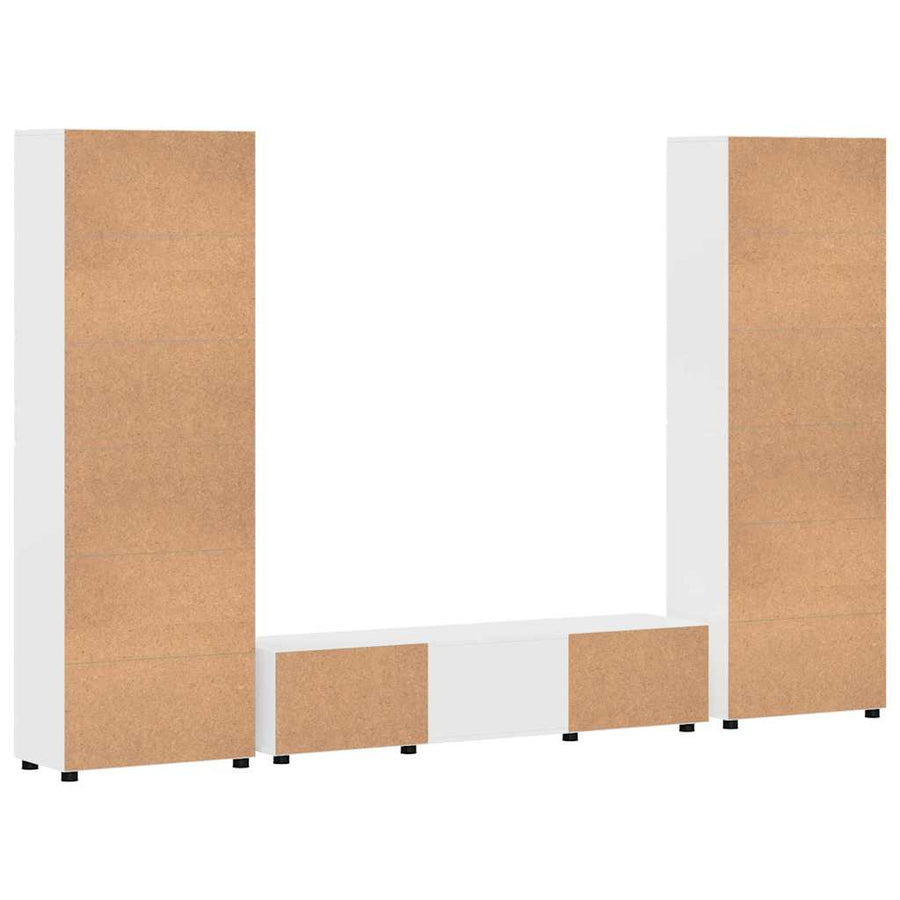Tv-meubelset met lade met plank Hoogglans wit Bewerkt hout