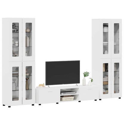 Tv-meubelset met lade met plank Hoogglans wit Bewerkt hout