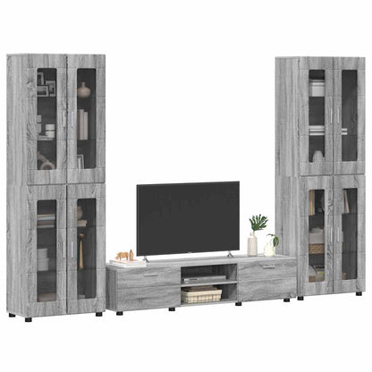 Tv-meubelset met lade met plank Grijs Sonoma Bewerkt hout
