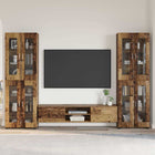 Tv-meubelset bewerkt hout oudhout met lade en plank