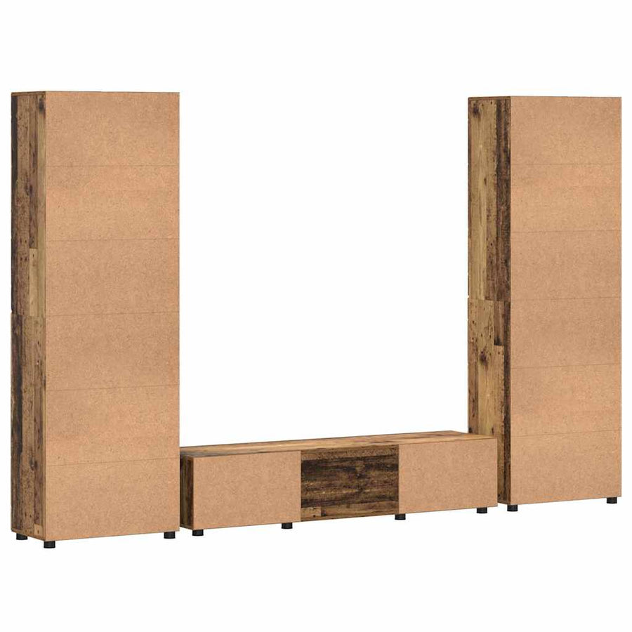 Tv-meubelset met lade met plank met opslag Oudhout Bewerkt hout