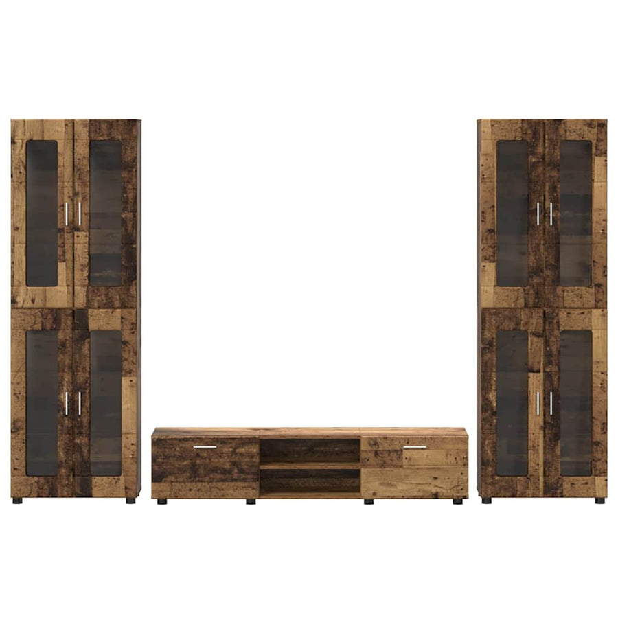 Tv-meubelset met lade met plank met opslag Oudhout Bewerkt hout