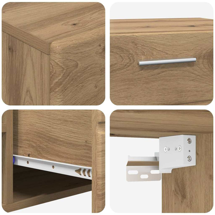 Tv-meubelset met lade met plank Artisan Eiken Bewerkt hout