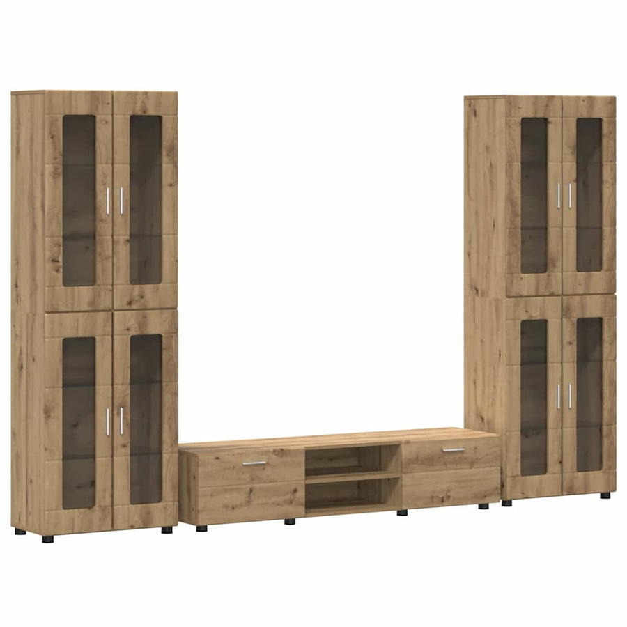 Tv-meubelset met lade met plank Artisan Eiken Bewerkt hout