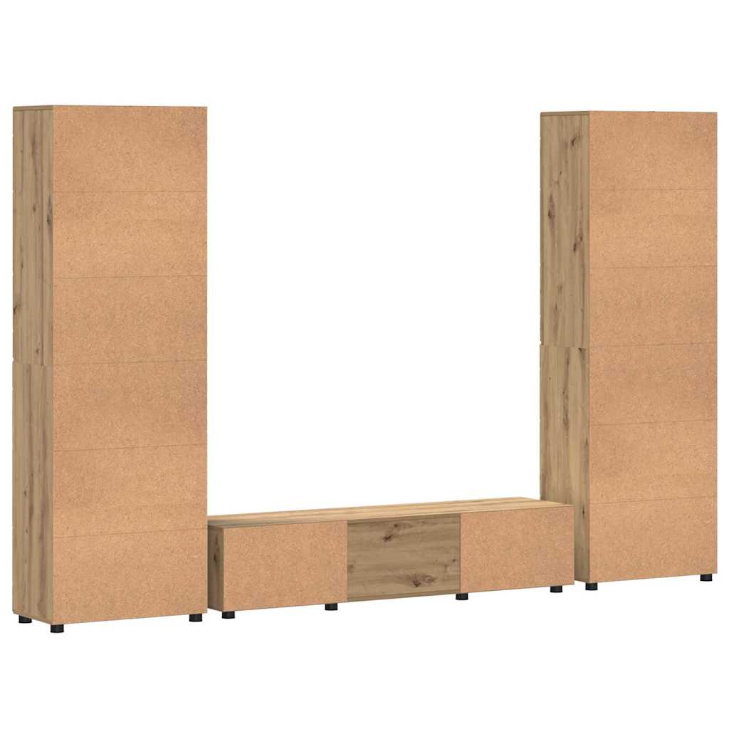 Tv-meubelset met lade met plank Artisan Eiken Bewerkt hout