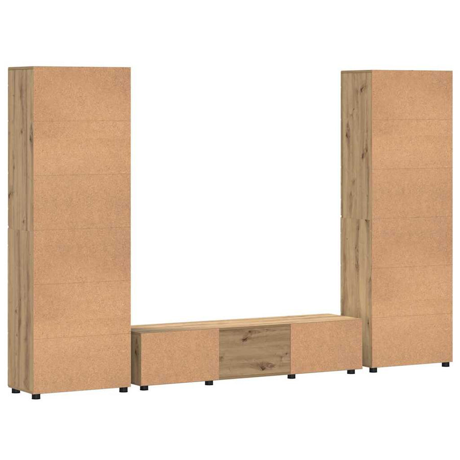 Tv-meubelset met lade met plank Artisan Eiken Bewerkt hout