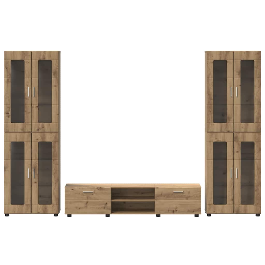 Tv-meubelset met lade met plank Artisan Eiken Bewerkt hout