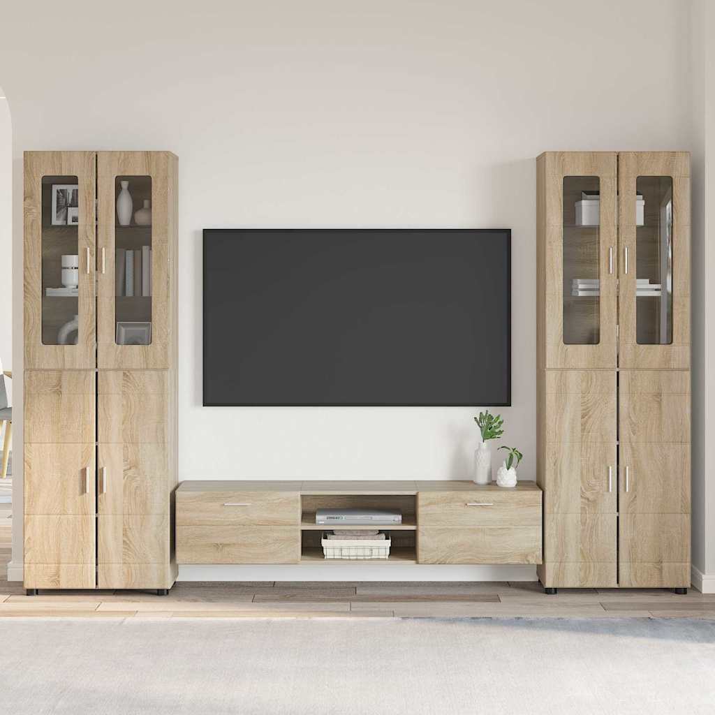 Tv-meubelset met lade met plank Sonoma Eiken Bewerkt hout